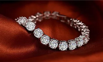 1ct SONA Diamantový Náramok Svadobné Veľkoobchod 18K Bielym Zlatom Vysoko kvalitné Šperky Strane Reťazca Náramok Pre Ženy