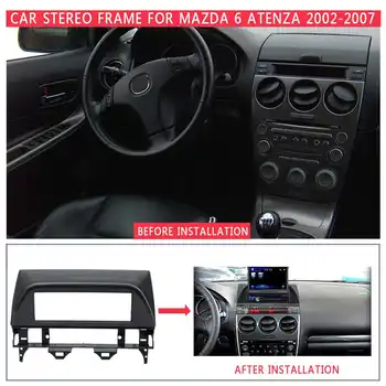 1Din Audio Stereo Tabuli Refitting Držiak Pre Mazda 6 Atenza 2002 2003 2004 2005 2006 2007 Auto Fascia Rám Čierna/Sivá 182*53 mm