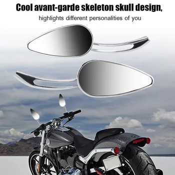 1Pair Univerzálne Motocyklové Kostry Lebky Bočné Spätné Zrkadlá pre Harley Davidson Dyna Spätné Zrkadlo Nerez Chrome