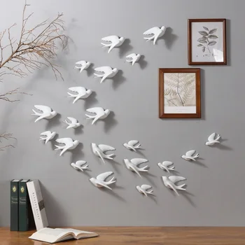 1pc 3D White Jednoduché Keramické Vtákov Stene Visí Ozdoby Decoracao Para Casa Remesiel Ozdoby Domáce Dekorácie