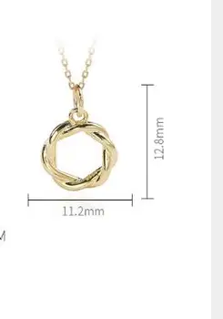 1PC Autentické 925 Sterling silver Gold Otvoriť Twist Kruhu Geometrické Prívesok N Náhrdelník JEMNÉ Šperky TLX500