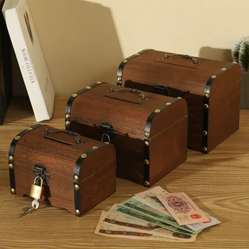 1PC Drevené Prasiatko Safe Money Box Úspory drevorezbárstvo Ručné Vintage Retro Dieťa Hotovosti Mince úložný box Vysokej Kvality Dary