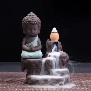 1Pc Horák Malý Mních Malý Buddha Lopatku Keramické Vodopád Spätnou Kadidlo Horák Držiteľ Domova Budhistické Dodávky
