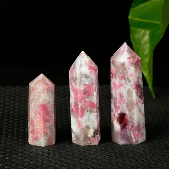 1PC Prírodné Rose stone hexagon Crystal Bod Minerálne Ornament energesis Uzdravenie Prútik Rodinný dom Dekorácie DIY Darček