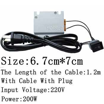 1Pcs 220V Konštantnej Teploty PTC Vykurovacie Teleso Platformu mini malé Termostat Ohrievača Doska 200W Voliteľný kábel a zástrčka