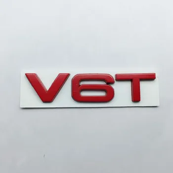1pcs 3D V6T V8T Glossy Black List Číslo Znak Auto Styling Blatník Strane batožinového priestoru Odznak s Logom Nálepka pre Audi TTRS Q3 Q5 A7 A8L
