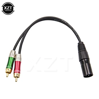 1pcs 3pin XLR Male na 2 RCA Samec Audio Adaptér Kábel Metal Audio Kábel Kábel pre Mikrofón, Reproduktor, Kvalitné