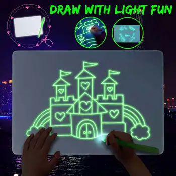 1pcs A3 A4 A5 Svetelné 3D Kreslenie Rada Graffiti Doodle Kreslenie Tablet Magic Kresliť S Fluorescenčné Pero Farba Vzdelávacie Hračky