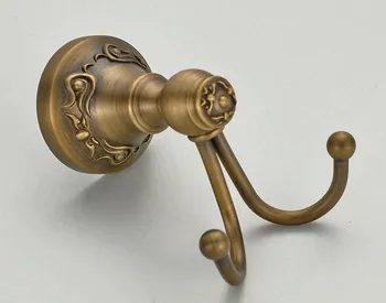 1Pcs Antique Brass Vyrezávané Vzor na Stenu Dvojitý Plášť Háčiky Kabát, Klobúk Uterák Ramienko Háčika Kúpeľňa Príslušenstvo aba431