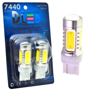 1pcs LED Auto Lampa W21W - T20 - 7440 - W3x16d - HP - 7.5 W + objektív