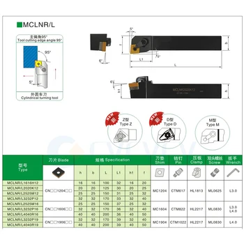1pcs MCLNR MCLNL1616H12 MCLNR MCLNL2020K12 MCLNR MCLNL2525M12 2525M16 Externé otočením držiaka nástroja CNC Sústruhu Nástroj pre CNMG čepeľ