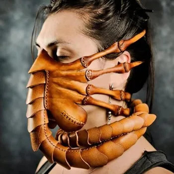 1pcs Strašidelné Scorpion Maska Kožené Polovicu Tváre Facehugger Scorpion Halloween Horror Prop Strašidelné Scorpion Maska Halloween Dekorácie