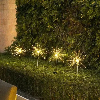 1pcs Vonkajšie LED Solárne Blikajúce Osvetlenie, Ohňostroj 90/150 Led Vodotesný String Víla Svetlo Pre Domov, Záhradu, Vianočné Dekorácie