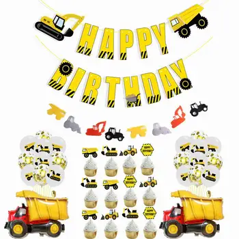 1Set Bager Nafukovacie Balóny Konštrukcie Traktora Loptu Nákladných Vozidiel Bannery Baby Sprcha Deti Chlapcov Narodeninovej Party Dodávky