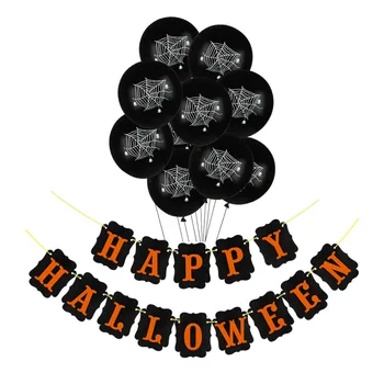 1Set Halloween Party Dekorácie Bat Spider Tekvica Balóny Latexové Nafukovacie Vzduchu Hélium Balón Šťastný Halloween Banner Domova
