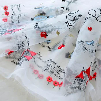 1yard Organza vyšívané čipky textílie Rozprávkové kráľovstvo detské oblečenie materiály Prince princezná sukne textílie diy plavidlá
