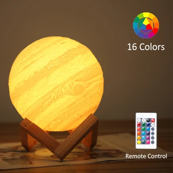 2-16 Farby, Farebné USB Nabíjateľné 3D Tlač Jupiter Lampa Light Star Remote Contorl Spálňa Decor Nočné Osvetlenie Dieťa dary