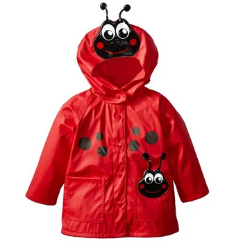 2 3 4 5 6 Y Baby Daždi Kabát pre Deti, Oblečenie Dievčatá Green Frog Red Bee Roztomilý Nepremokavý Plášť s Kapucňou Chlapec Vetru Výkopu Bunda