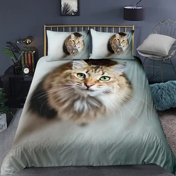 2/3ks Perinu Mikrovlákna Deka Cumlík Zahŕňa Deka Prípade 3D Zvierat Cat Vytlačené Moderné Roztomilý posteľná bielizeň Nastaviť jednoduché Dvojité