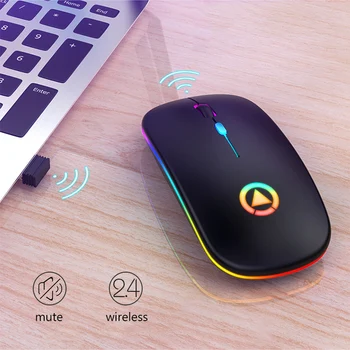 2.4 G Tichý Bezdrôtová Myš, 1600DPI RGB LED Podsvietená Herná Myš Pre Macbook Pro Lenovo Xiao Ergonomické Počítač PC Gamer Myš