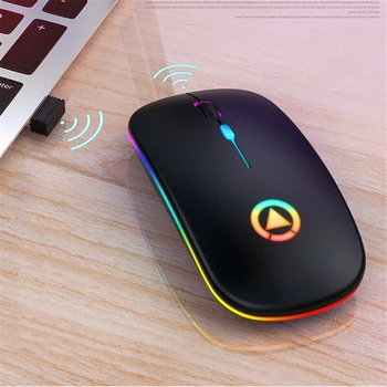 2.4 GHz Wireless Mouse Wireless & Káblové pripojenie (voliteľné) Ultra Slim Optická Myš Nabíjateľná RGB Myš Pre PC, Notebook, Tichý USB Myši