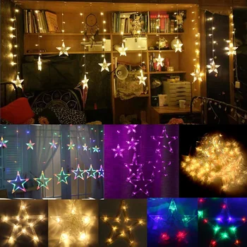 2,5 M LED Star String Svetlo 138 Led Vianočné Dekoratívne Lampy Dovolenku Strany Svadobné Opony String Rozprávkových Svetiel Nepremokavé