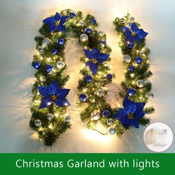 2.7 M Veselé Vianoce Ratan Garland s Rozsvietili Vianočný Strom Nástenné Ozdoby Navidad 2020 Nový Rok Doma Vianočné Ozdoby