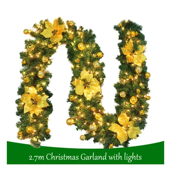 2.7 M Veselé Vianoce Ratan Garland s Rozsvietili Vianočný Strom Nástenné Ozdoby Navidad 2020 Nový Rok Doma Vianočné Ozdoby