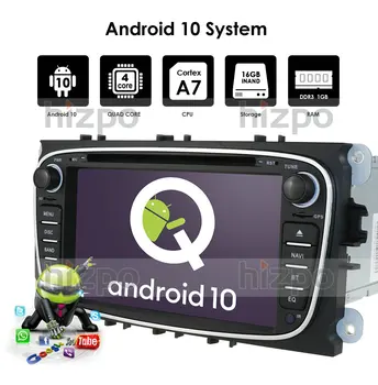 2 Din Android 10 autorádio dvd pre Ford focus 2 Mondeo, S-MAX, C-MAX a Galaxy Transit Tourneo stereo GPS Navigácie DSP WIFI