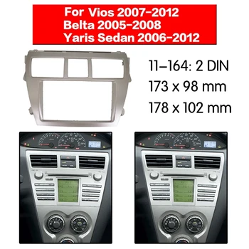 2 DIN Auto Stereo Rádio DVD Prehrávač Rám Fascia Panel Výbava pre Toyota Vios Roky 2007-2012, Belta 2005-2008, Yaris Sedan 2006+