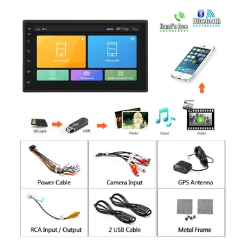 2 Din autorádia Android 8.1 Univerzálny GPS Navigácia, Bluetooth 1024X600 Dotyk Car Audio Stereo FM SOM Auto Multimediálny MP5 zadarmo cam