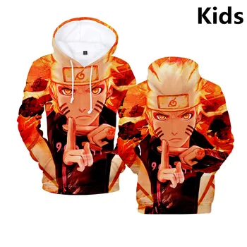 2 Do 14 Rokov, Deti Hoodies Uzumaki Naruto 3d Vytlačené Mikina s Kapucňou, chlapci dievčatá Anime Streetwear Bunda, Kabát Deti Oblečenie