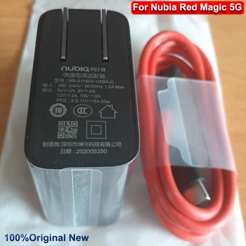 2 IN1 Pôvodný Pre Nubia Červená Mágia 5G USB Dual Typ-C 55w PD Rýchlo Nabíjačka Stenu Nabíjací Adaptér 5A Kábel USB-C redmagic 5G NX659J