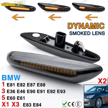 2 ks Dynamické Bočné Obrysové Prúdi Svetlo Pre BMW E46 E90 E83 E X1 X3 Auto Styling Led Strane Indikátor Zase Signálneho Svetla Údené Objektív