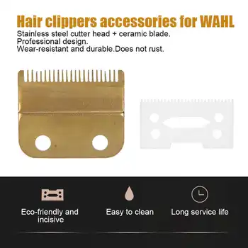 2 ks Elektrických Hair Clipper Čepeľ Cutter Head Náhradné Príslušenstvo vhodné pre WAHL 8504 (Zlato Pevný Nôž+Keramické Pohyblivý Nôž)