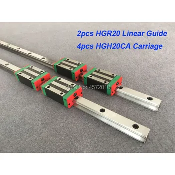 2 ks HGR20 - 750 800 850mm 900 mm lineárny vodiacej koľajnice s 4pcs HGH20CA / HGW20CA lineárne blok prepravu CNC časti