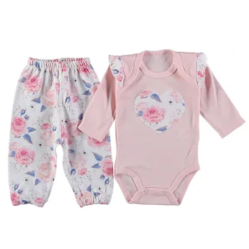 2 Ks V Tvare Srdca Rose Model Baby Girl Set Telo Pyžamo S Naberaný Ramená 2020 2021 Trend