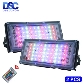 2 ks/veľa 50W LED RGB Flood Light Lampy AC 220V Vonkajšie Floodlight IP65 Vodeodolný Reflektor Led Reflektor s Diaľkovým ovládaním