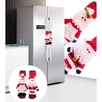 2 ks Vianočné Chladnička kľučky Zahŕňa Cartoon Kuchyňa Mikrovlnná Rúra Dvere, Rukoväť, Kryty na Vianočné Ozdoby