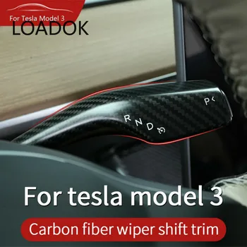 2 ks Vnútra pretvoriť patch Pre Tesla model 3 a Tesla Model Y Auto Reálne uhlíkových vlákien Stĺpec shift ochranný kryt, Príslušenstvo