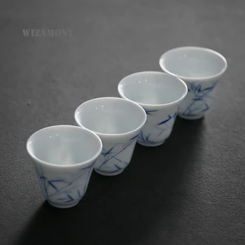 2 KS!!!! WIZAMONY Jingdezhen Drinkware Šálku Čaju čaj nastaviť čaj misa Biela B Keramické kung fu teacups Čínskeho Porcelánu Celadon