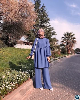 2 Kusy moslimských vyhovuje Hidžáb Moslimských sady žena Kaftan Islamské Oblečenie Grote Maten Dames Kleding Ensemble Femme Musulmane F1694
