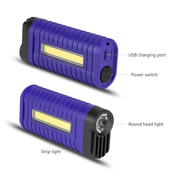 2 Režimy COB LED Baterka Horák, Super Svetlé USB Nabíjanie Pracovné svetlo Ručné Baterky Vrecko Klip Pracovné Svetlo pre prípad Núdze