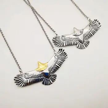 2 tón Indickej pánske elegantné Flying eagle prívesok náhrdelník módne 316L nerezovej ocele Zvierat eagle náhrdelník šperky mužov cool