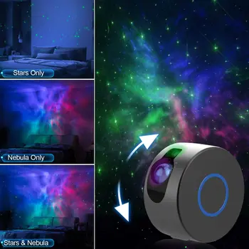 2 v 1 aurora hviezdne nebo projektor 7 farebné nočné svetlo hviezdy projektor galaxy tichom hmlovina lampa s diaľkovým ovládaním pre deti