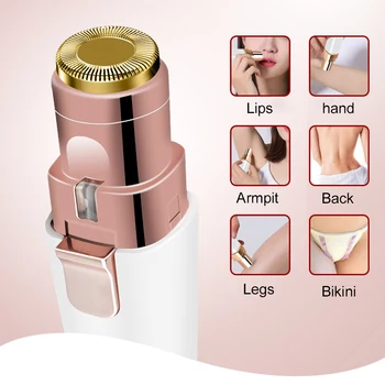 2 V 1-Elektrický zastrihávač obočia, USB Nabíjateľné ochlpenia ženy holiaci strojček LED svetlo lady Epilátor Britva tvár make-up Nástroj