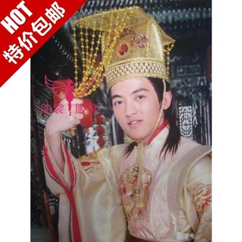 2 Vzory Zlatá Farba Mužský Klobúk Staroveký Čínsky Cisár Tiara Kostým klobúk hanfu spp vlasy príslušenstvo cos vlasy koruna