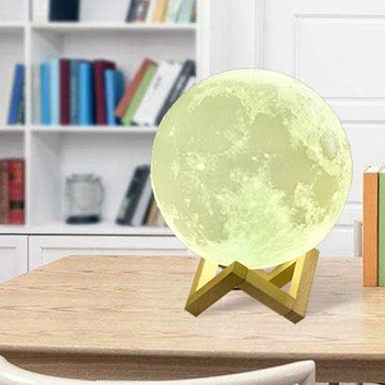 2 Zmena Farby 3D Ľahký Dotyk Prepínač Nabíjateľná Mesiac Lampa 3D Tlač Lampa Mesiac Spálňa Skrinka Nočné Svetlo Kreatívne Darčeky