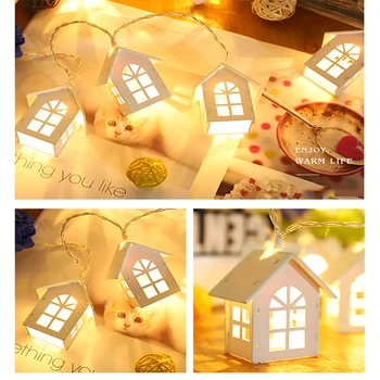 20/10LED Vianočné Dekoratívne String Svetlá LED Dekoratívne Svetlo Nordic Štýl Malý Dom String Lampa Teplá Biela Atmosféra Lampa