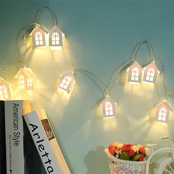 20/10LED Vianočné Dekoratívne String Svetlá LED Dekoratívne Svetlo Nordic Štýl Malý Dom String Lampa Teplá Biela Atmosféra Lampa